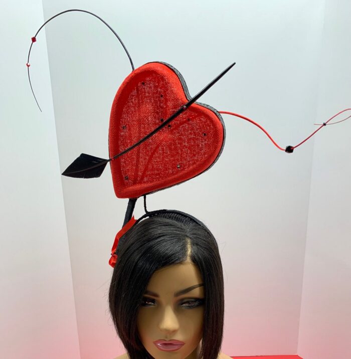 Shot in the Heart. Red Heart Fascinator: Arrow & Crystals - Valentine's Day Headpiece