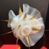 Rene - Gold Feather Fascinator: Swarovski Crystal & Crinoline Derby Hat