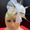 Rene - Gold Feather Fascinator: Swarovski Crystal & Crinoline Derby Hat