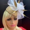 Rene - Gold Feather Fascinator: Swarovski Crystal & Crinoline Derby Hat