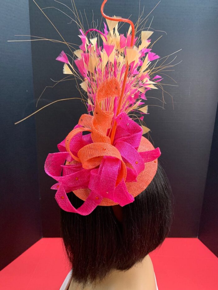il_fullxfull.3902068957_re3x.jpg Kate - Peach & Pink Fascinator. Handmade Wedding Headpiece.