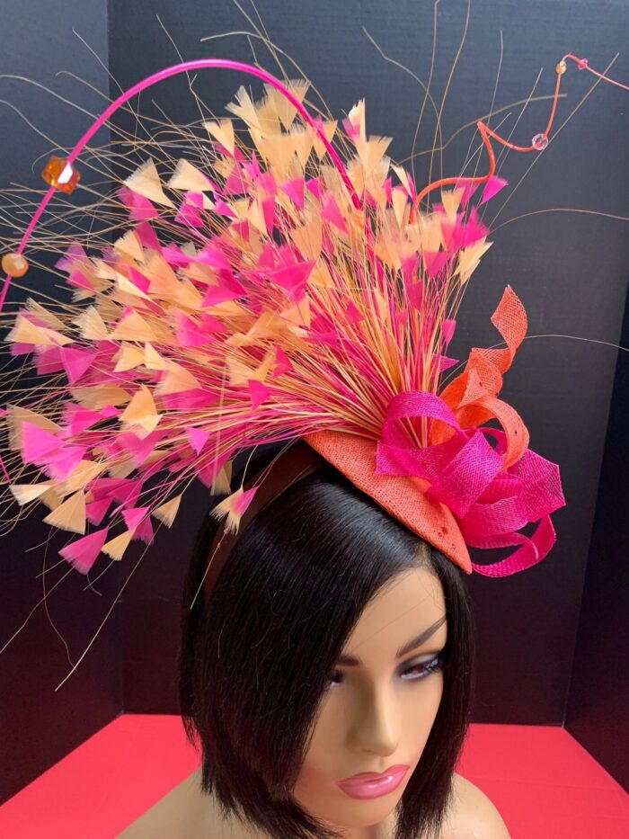 il_fullxfull.3902069885_j0fa.jpg Kate - Peach & Pink Fascinator. Handmade Wedding Headpiece.