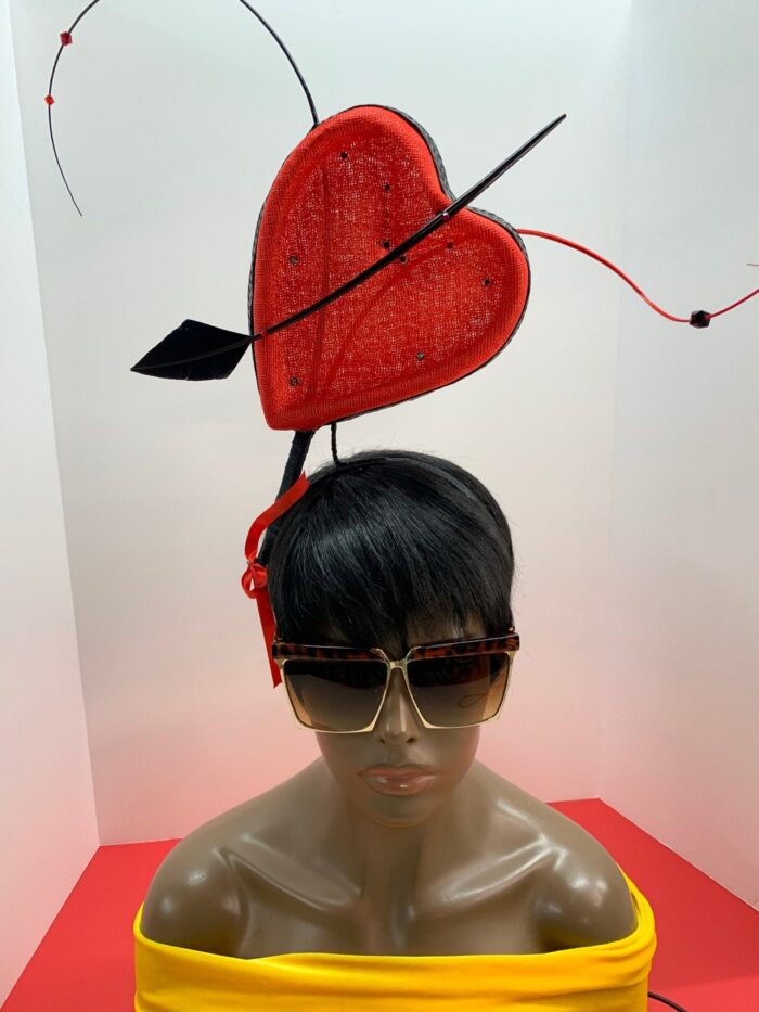 Shot in the Heart. Red Heart Fascinator: Arrow & Crystals - Valentine's Day Headpiece