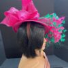 Kentucky Derby "Flamingo Mint" Hatinator: Pink & Emerald Feather Fascinator