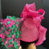 Kentucky Derby "Flamingo Mint" Hatinator: Pink & Emerald Feather Fascinator
