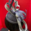 Celestine - Blue Sinamay Fascinator: Sculpted Swirls, Crystal Brooch - Derby Hat