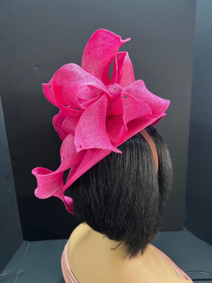 Kentucky Derby "Flamingo Mint" Hatinator: Pink & Emerald Feather Fascinator