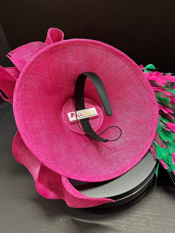 Kentucky Derby "Flamingo Mint" Hatinator: Pink & Emerald Feather Fascinator
