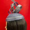 Celestine - Blue Sinamay Fascinator: Sculpted Swirls, Crystal Brooch - Derby Hat