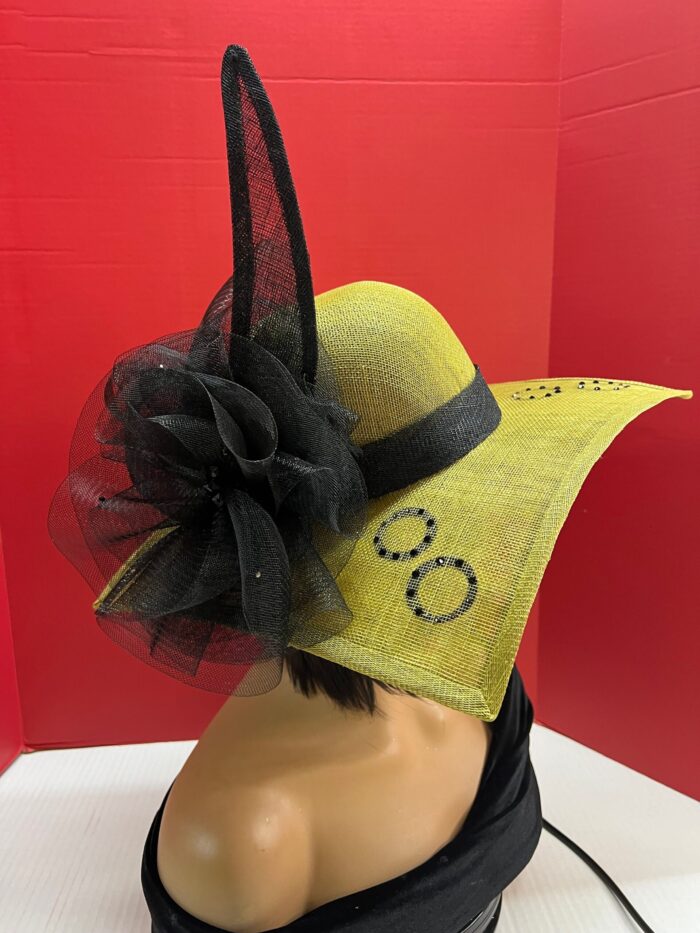 Ayivah - Olive & Black Swarovski Crystal Hat: Handmade Wedding Fascinator