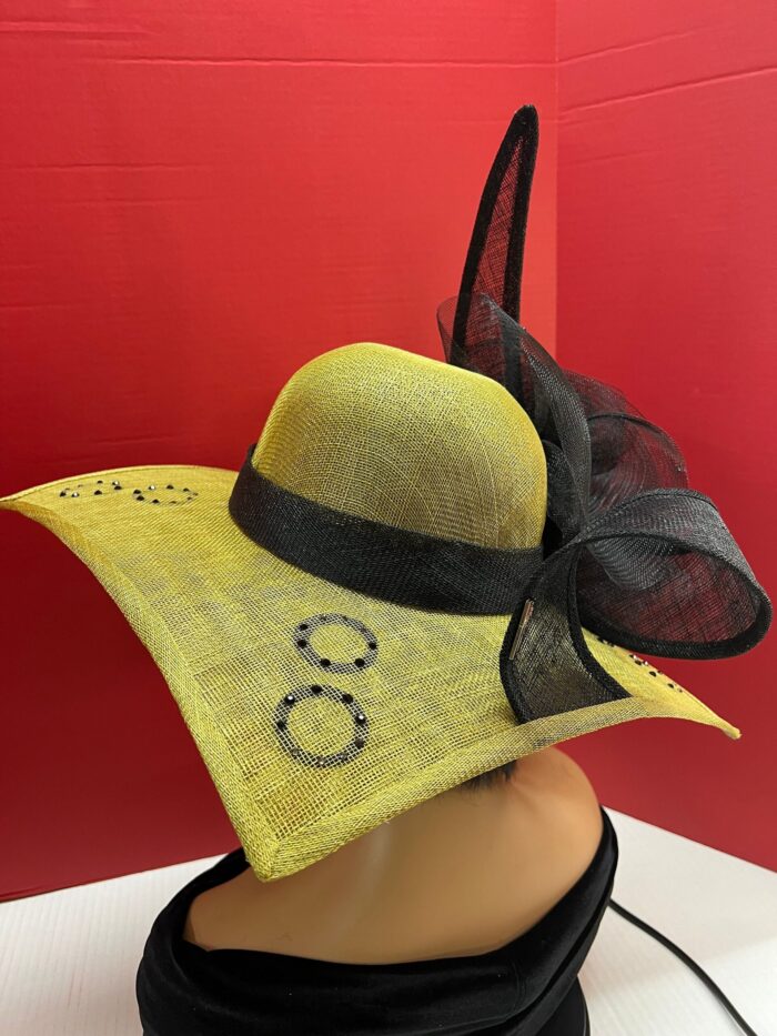 Ayivah - Olive & Black Swarovski Crystal Hat: Handmade Wedding Fascinator