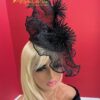 Midnight Whisper Black Crinoline Fascinator: Lace & Swarovski Crystal Couture Headpiece