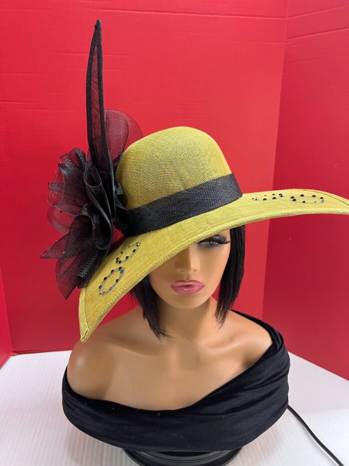 Ayivah - Olive & Black Swarovski Crystal Hat: Handmade Wedding Fascinator