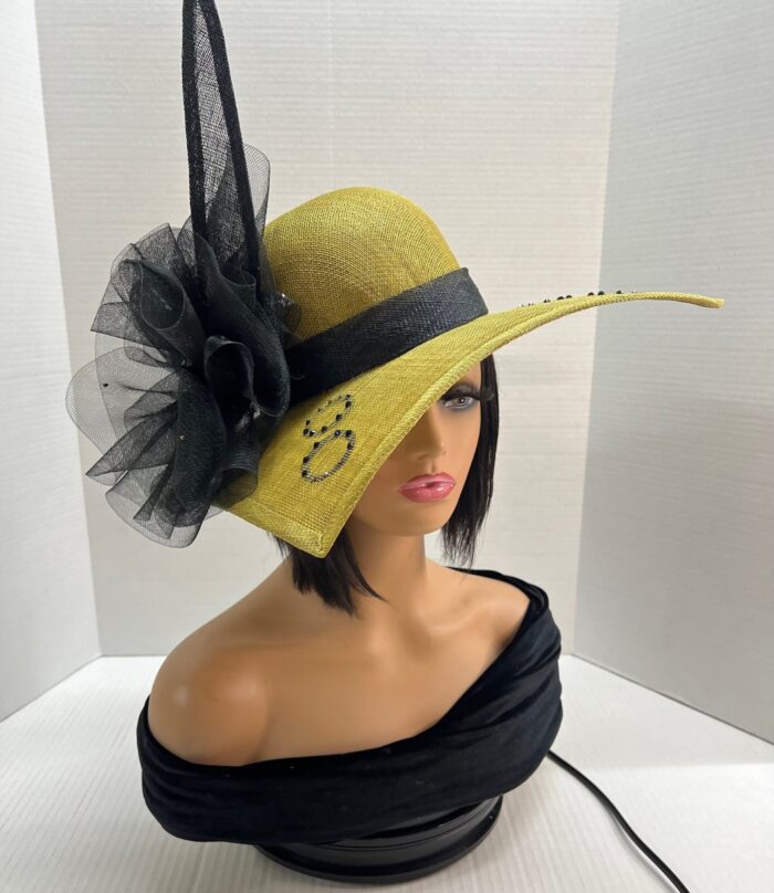 Ayivah - Olive & Black Swarovski Crystal Hat: Handmade Wedding Fascinator