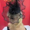 Midnight Whisper Black Crinoline Fascinator: Lace & Swarovski Crystal Couture Headpiece