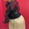 Midnight Whisper Black Crinoline Fascinator: Lace & Swarovski Crystal Couture Headpiece