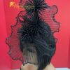 Midnight Whisper Black Crinoline Fascinator: Lace & Swarovski Crystal Couture Headpiece