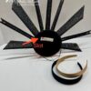 Solar Flare. Black Sinamay Fascinator Orange-Yellow Feather Headpiece - Races, Wedding.
