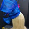 Sculptural Abaca Silk Fascinator: UK Blue & Fuchsia Statement Hat - Cassie