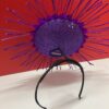 Evelyn - Purple Feather Fascinator: Royal Wedding Percher Hat with Crystal.