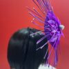 Evelyn - Purple Feather Fascinator: Royal Wedding Percher Hat with Crystal.
