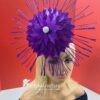 Evelyn - Purple Feather Fascinator: Royal Wedding Percher Hat with Crystal.