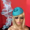 Turquoise Ruffled Pillbox Hat: Kentucky Derby Style, Handmade Headpiece - Laila