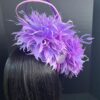 Ivy - Lavender Feather Fascinator.  Beaded Wedding Headpiece.