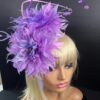 Ivy - Lavender Feather Fascinator.  Beaded Wedding Headpiece.