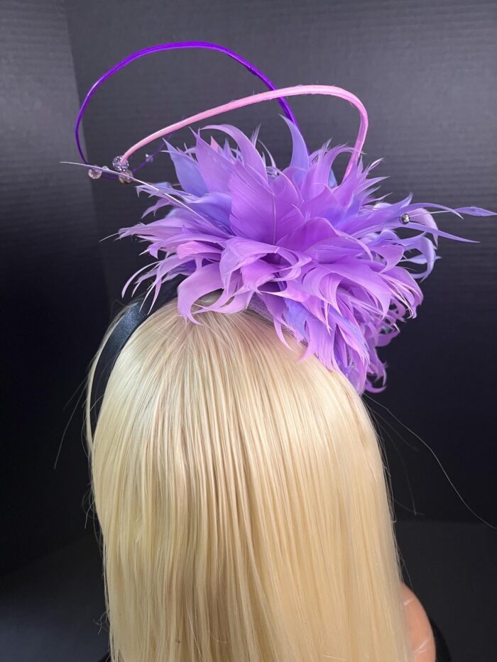 Ivy - Lavender Feather Fascinator.  Beaded Wedding Headpiece.