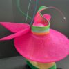 Oversized Fuchsia Hatinator: Rainbow Bow & Beaded Quills - Derby/Ascot.  "Viva Spectrum"