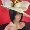 Oversized Fuchsia Hatinator: Rainbow Bow & Beaded Quills - Derby/Ascot.  "Viva Spectrum"
