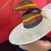 Oversized Fuchsia Hatinator: Rainbow Bow & Beaded Quills - Derby/Ascot.  "Viva Spectrum"
