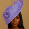 Ebezina Lilac Sinamay Wave Fascinator. Wedding Guest Headpiece