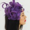 Purple Sinamay Fascinator: Looped Quills & Diamantés - Races, Wedding Headpiece.