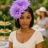 Ivy - Lavender Feather Fascinator.  Beaded Wedding Headpiece.