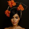 Lorraine - Orange Abaca Silk Fascinator: Kentucky Derby Headpiece