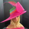Oversized Fuchsia Hatinator: Rainbow Bow & Beaded Quills - Derby/Ascot.  "Viva Spectrum"