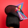 Tilly - Black Asymmetric Fascinator: Handmade Bow Hat, Tea Party Headwear