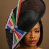 Tilly - Black Asymmetric Fascinator: Handmade Bow Hat, Tea Party Headwear