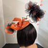 Zawadi - Burnt Orange Sculptural Fascinator: Race Day Derby Hat.