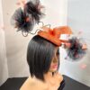 Zawadi - Burnt Orange Sculptural Fascinator: Race Day Derby Hat.