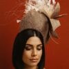Tamara - Copper Halo Crown Fascinator: Ivory Feather Headpiece for Weddings