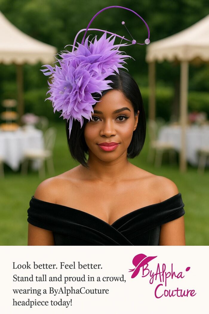 Ivy - Lavender Feather Fascinator.  Beaded Wedding Headpiece.