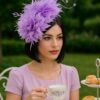 Ivy - Lavender Feather Fascinator.  Beaded Wedding Headpiece.