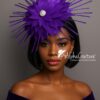 Evelyn - Purple Feather Fascinator: Royal Wedding Percher Hat with Crystal.