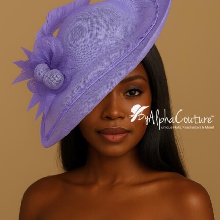 il_fullxfull.7318411409_erfy.jpg Ebezina Lilac Sinamay Wave Fascinator. Wedding Guest Headpiece