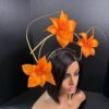 Lorraine - Orange Abaca Silk Fascinator: Kentucky Derby Headpiece