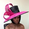 Pink & Black Derby Hat: Royal Ascot Occasion Headpiece - Priskilla