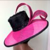 Pink & Black Derby Hat: Royal Ascot Occasion Headpiece - Priskilla